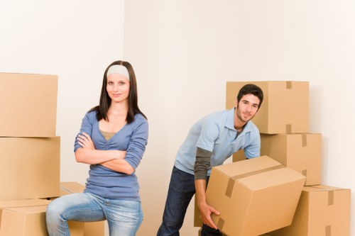 Packed moving boxes and equipment arranged for safe loading