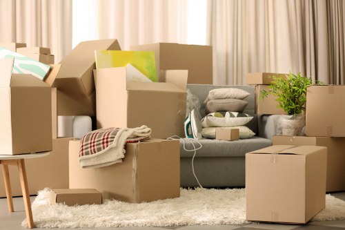 House moving boxes ready for transport under UK removal terms
